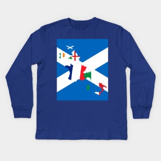 Scotland Rugby Fan St Andrews Cross Flag Design Kids Long Sleeve T-Shirt